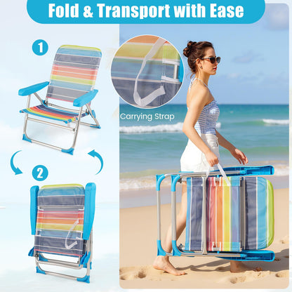 4 Adjustable Position Camping Chair with Armrests & Carry Strap