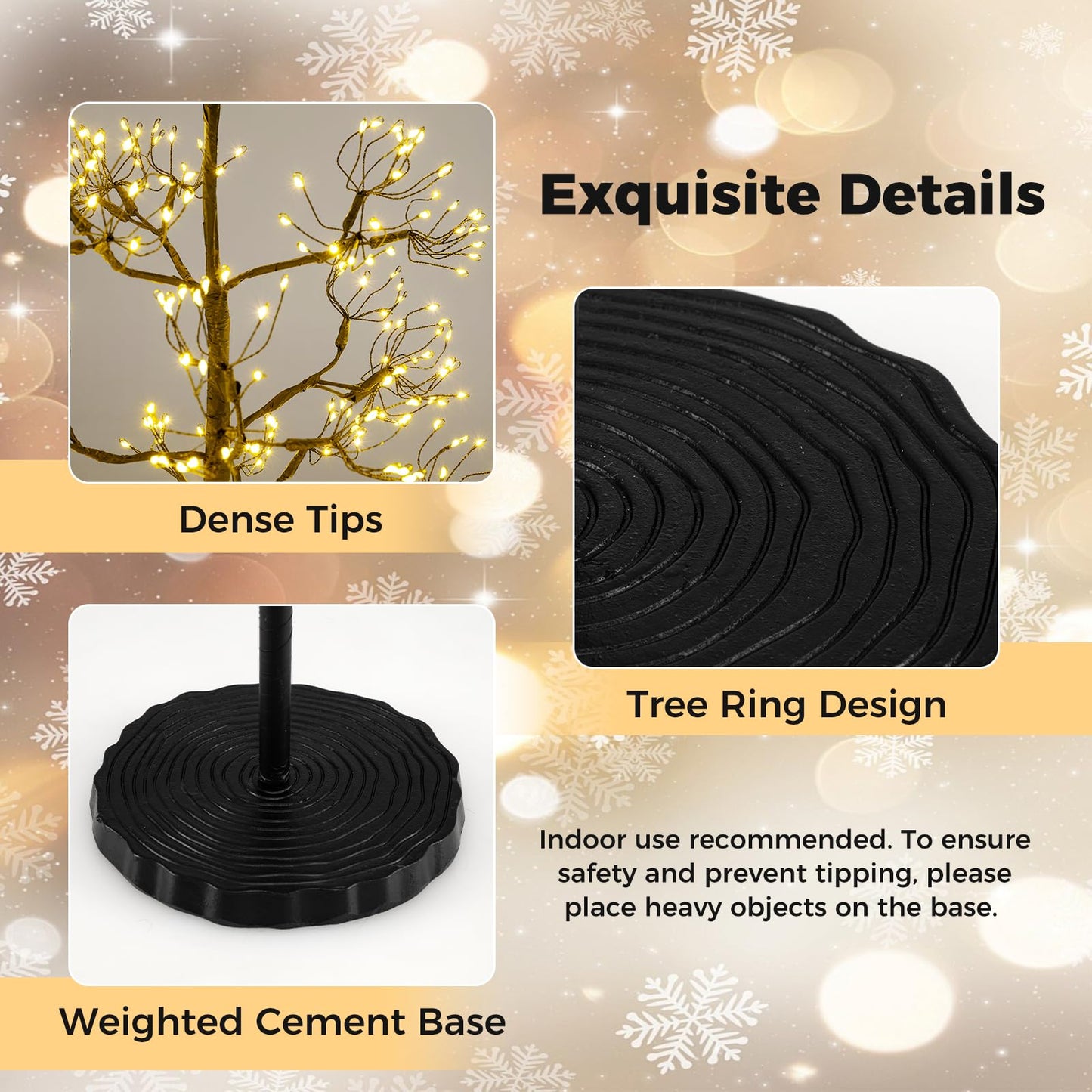 1.5 M Lighted Alpine Tree with 1000 Warm White Light LED Lights