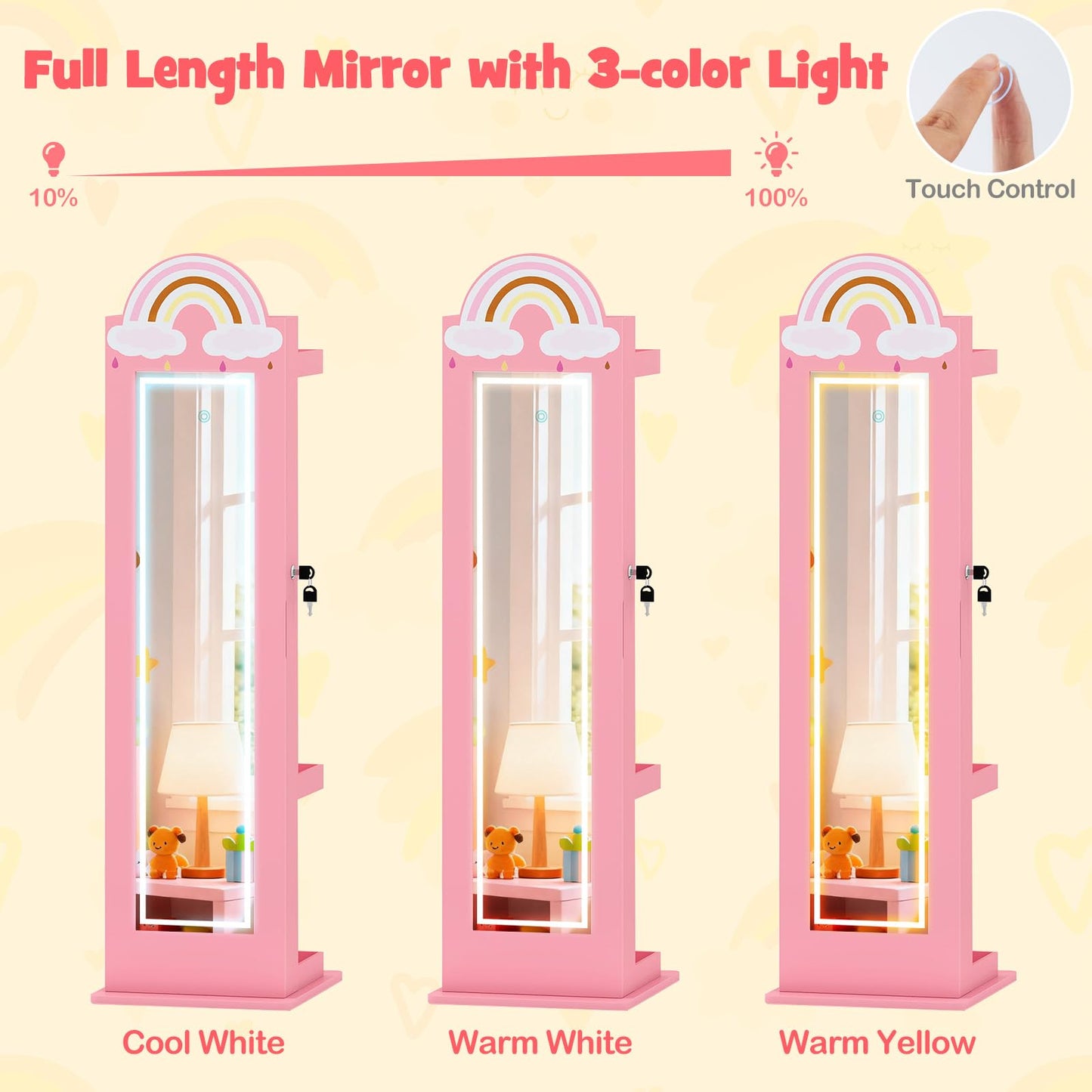 Kids Jewelry Cabinet Standing Children Jewelry Organizer