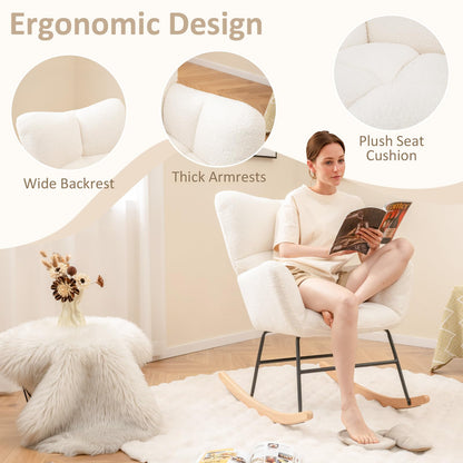 Nursery Rocking Chair with Comfy Backrest and Armrest