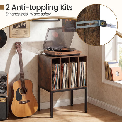 Record Player Stand, Turntable Stand End Sofa Side Table with 4 Vinyl Display Shelves