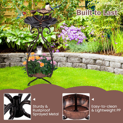 Outdoor Bird Feeder and Bath with Solar Light