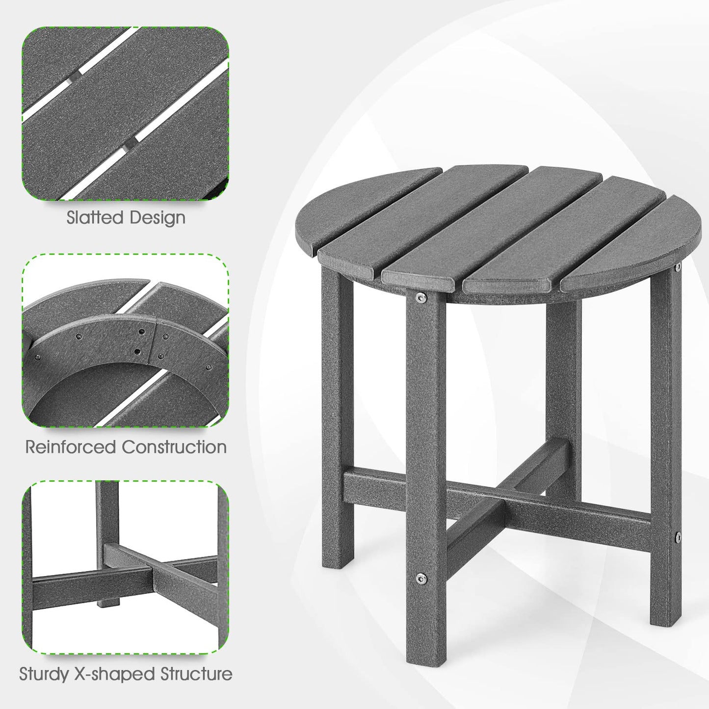 All Weather HDPE Adirondack Table Garden Round Coffee Table