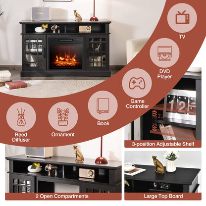 48cm Fireplace TV Stand with LED Lights Entertainment Center for 65 Inch TV