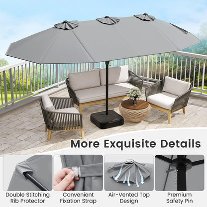 4.5m Outdoor Extra Large Double-Sided Parasol with Base & 12 Metal Ribs