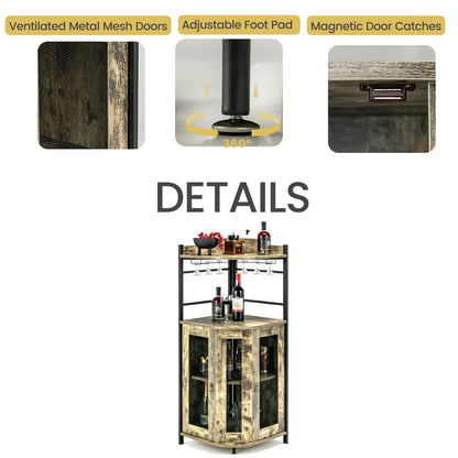 GiantexUK Industrial Wine Cabinet with Glass Holders