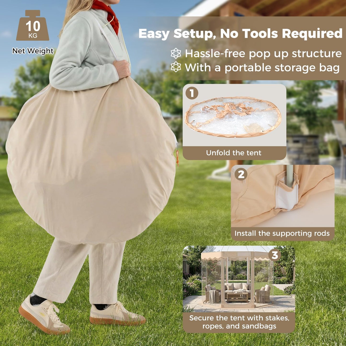 Pop up Bubble Tent, All Weather Sport Shelter Screen House with Carrying Bag