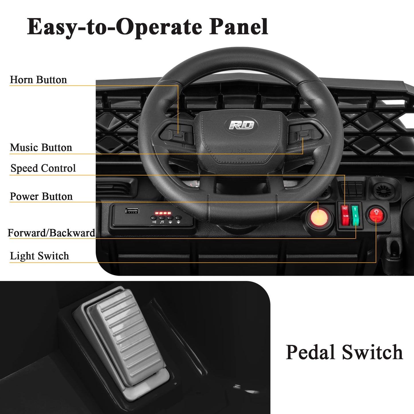 12V Kids Ride on Truck Battery Powered Car with Parental Remote