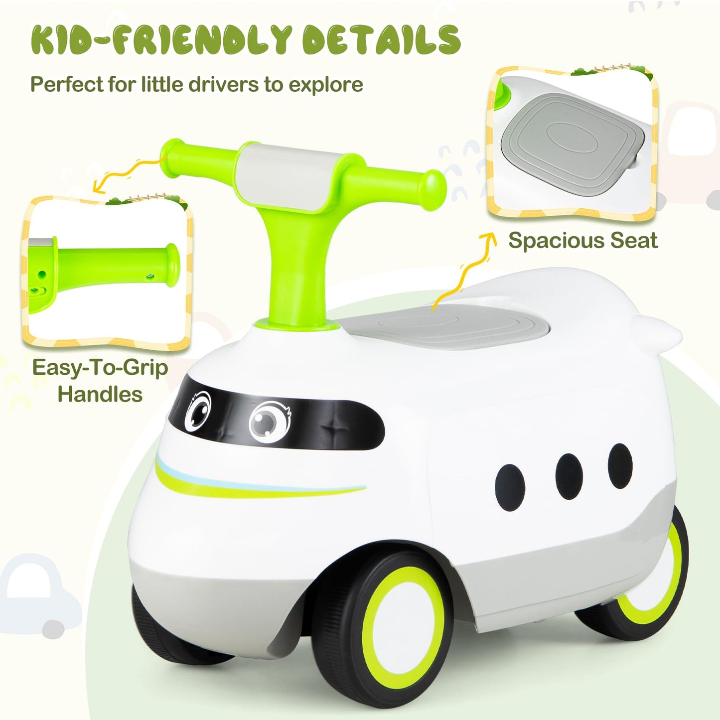 Ride on Push Car for Toddlers Sit to Stand Car with Horn and Storage