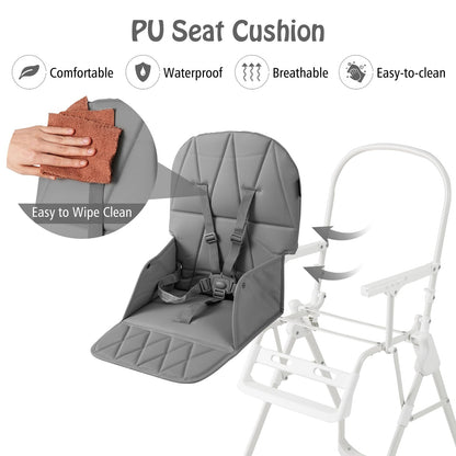 Foldable Baby Highchair Infant Dining Chair with 3-Position Adjustable Tray & Footrest