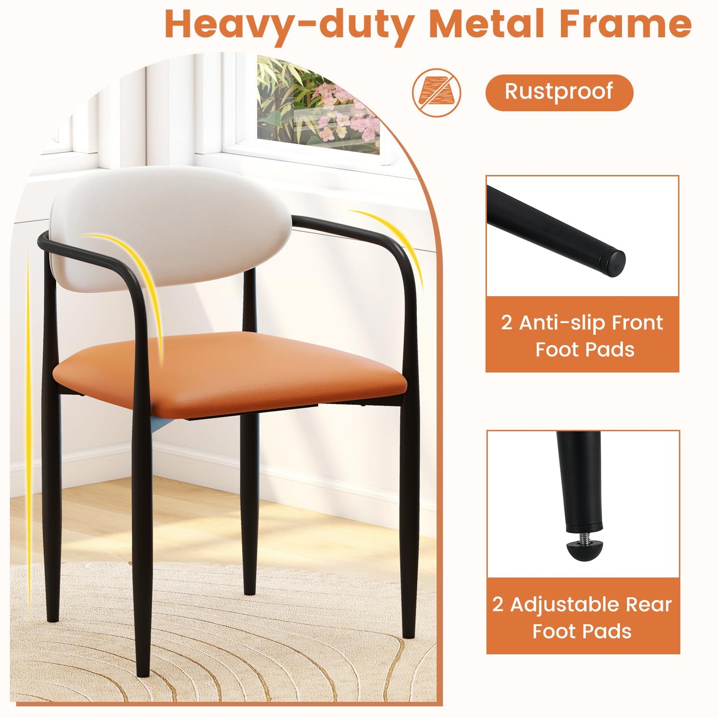 Modern Faux Leather Upholstered Dining Chairs Set of 2