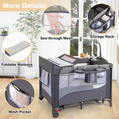 Foldable Baby Bedside Sleeper with Diaper Changer