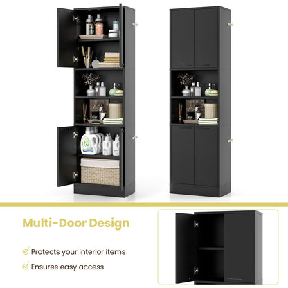 190cm Tall Freestanding Cupboard with Doors and Shelves