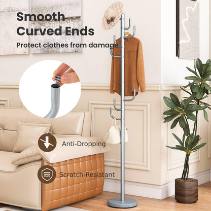 Metal Coat Rack, Freestanding Cactus Clothes Hanger with 8 L-Shaped Hooks