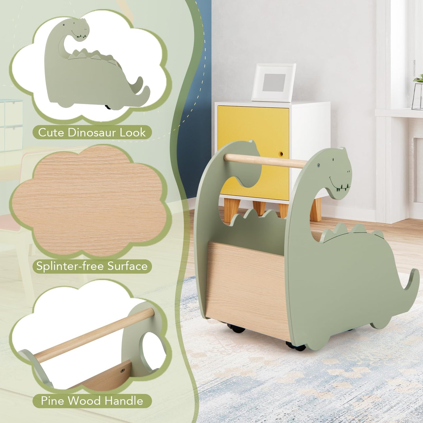 2 in 1 Toddler Shopping Cart with 4 Universal Wheels
