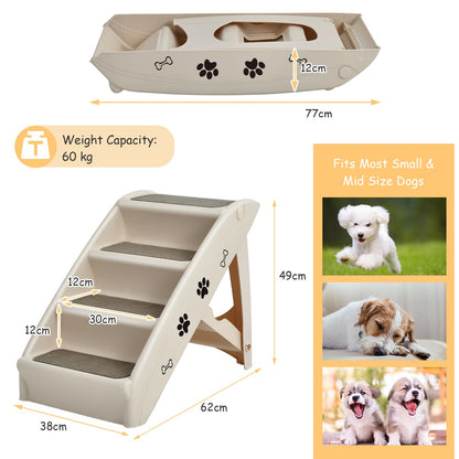 4 Steps Plastic Dog Stairs with Soft Felt