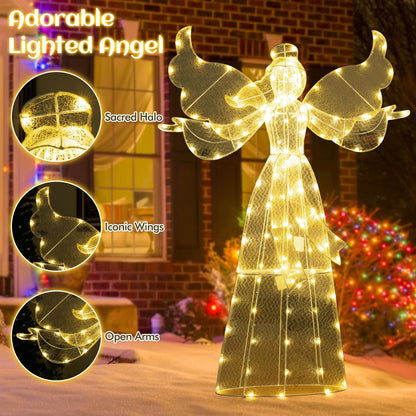 Outdoor Decorative Angel with Halo and 148 Warm White LED Lights