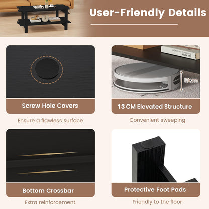 2 Tier Coffee Table with Storage Shelf for Living Room