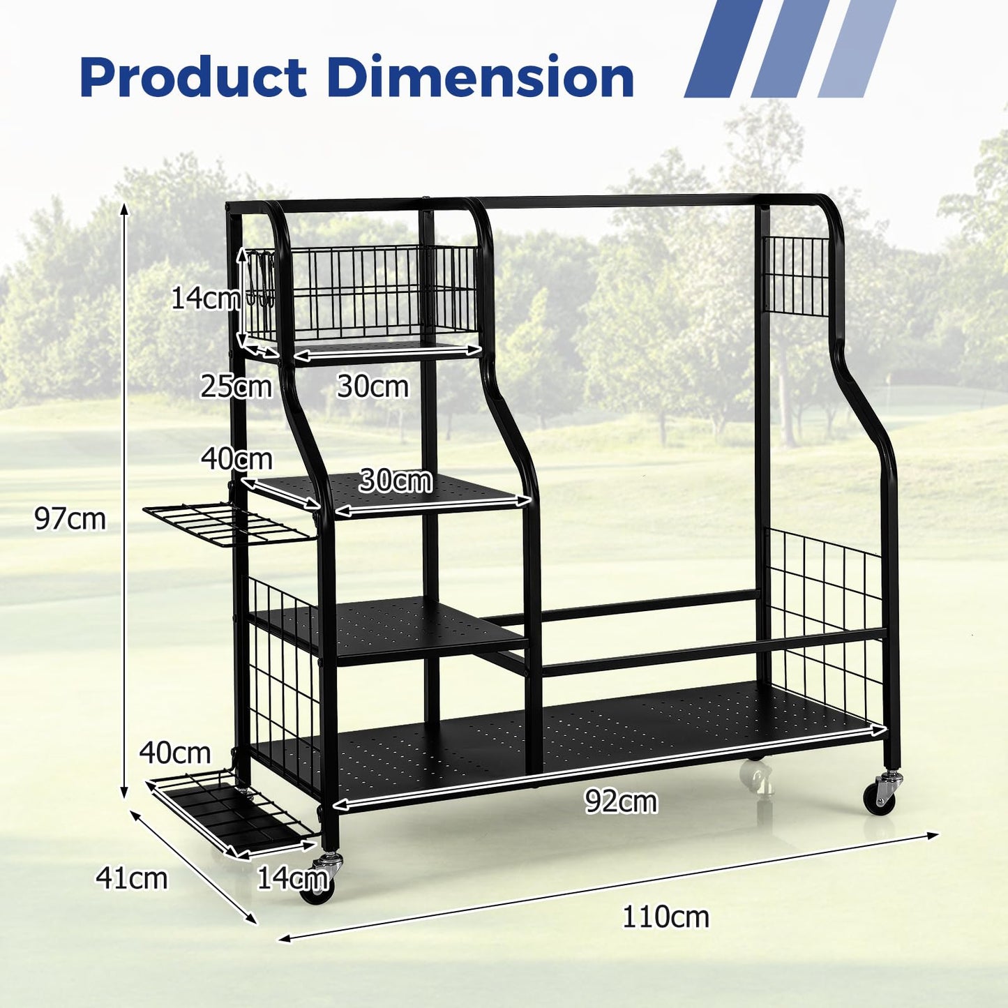 5-In-1 Golf Bag Storage Organizer with Storage Basket