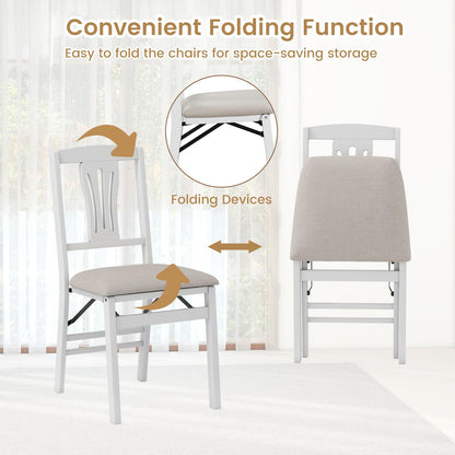Set of 2 Folding Dining Chairs with Soft Padded Seat and Hollow-out Backrest