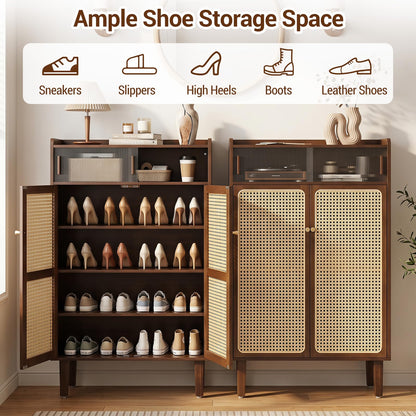 Bamboo Shoe Cabinet, 6-Tier Shoe Storage Cupboard