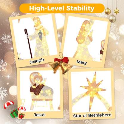 110 cm Christmas Nativity Set with 160 Warm White LED Lights and Zip Ties