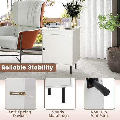 2-Tier Nightstand with Single Door Cabinet for Bedroom