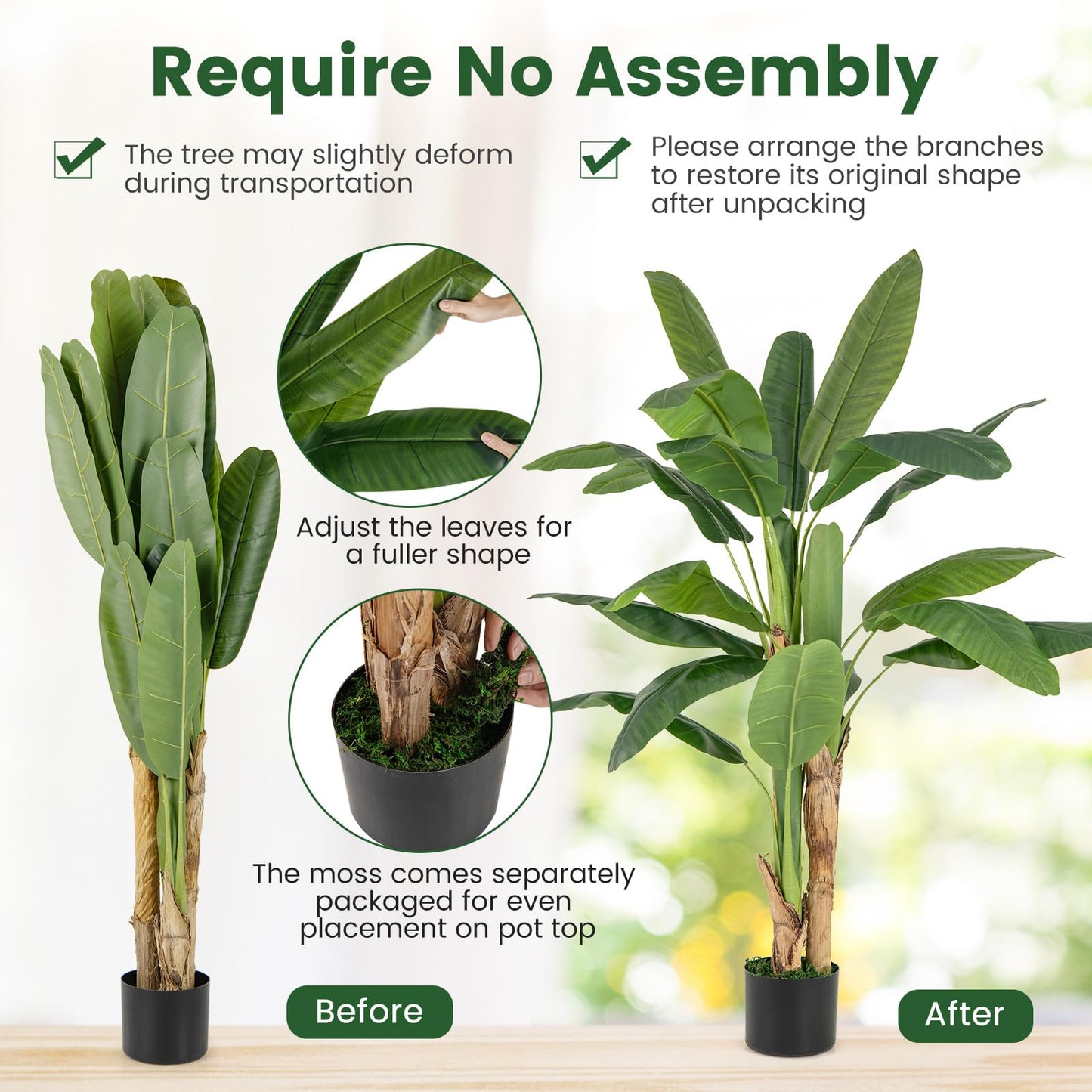 Bird of Paradise Artificial Plant Faux Banana Leaf Tree