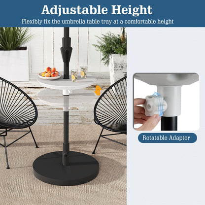 Outdoor Umbrella Table, Adjustable Round Parasol Table Cup Holder