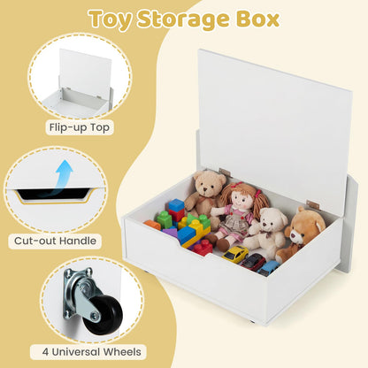 Scalloped Kids Bookshelf with Movable Drawer and Anti-Toppling Kit for Playroom