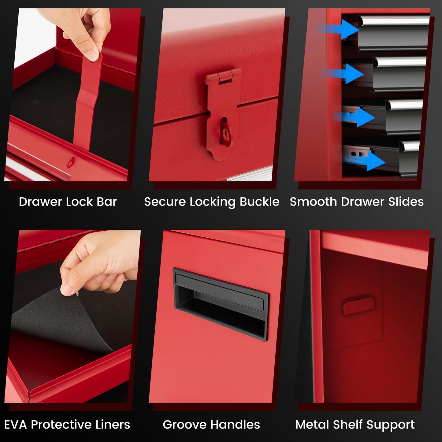 2 in 1 Lockable Metal Tool Chest with Removable Top Cabinet (with Adjustable Shelf)