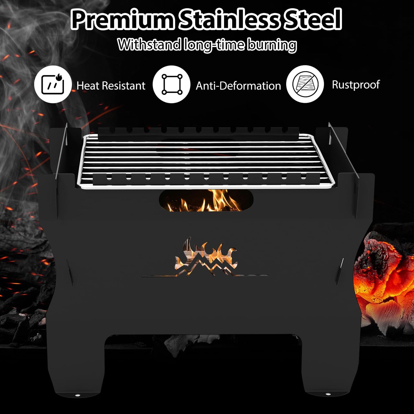 Giantex 2-in-1 Camping BBQ Grill Portable Dual Fuel Butane Gas Fire Pit with Stainless Steel Grate and Carrying Bag