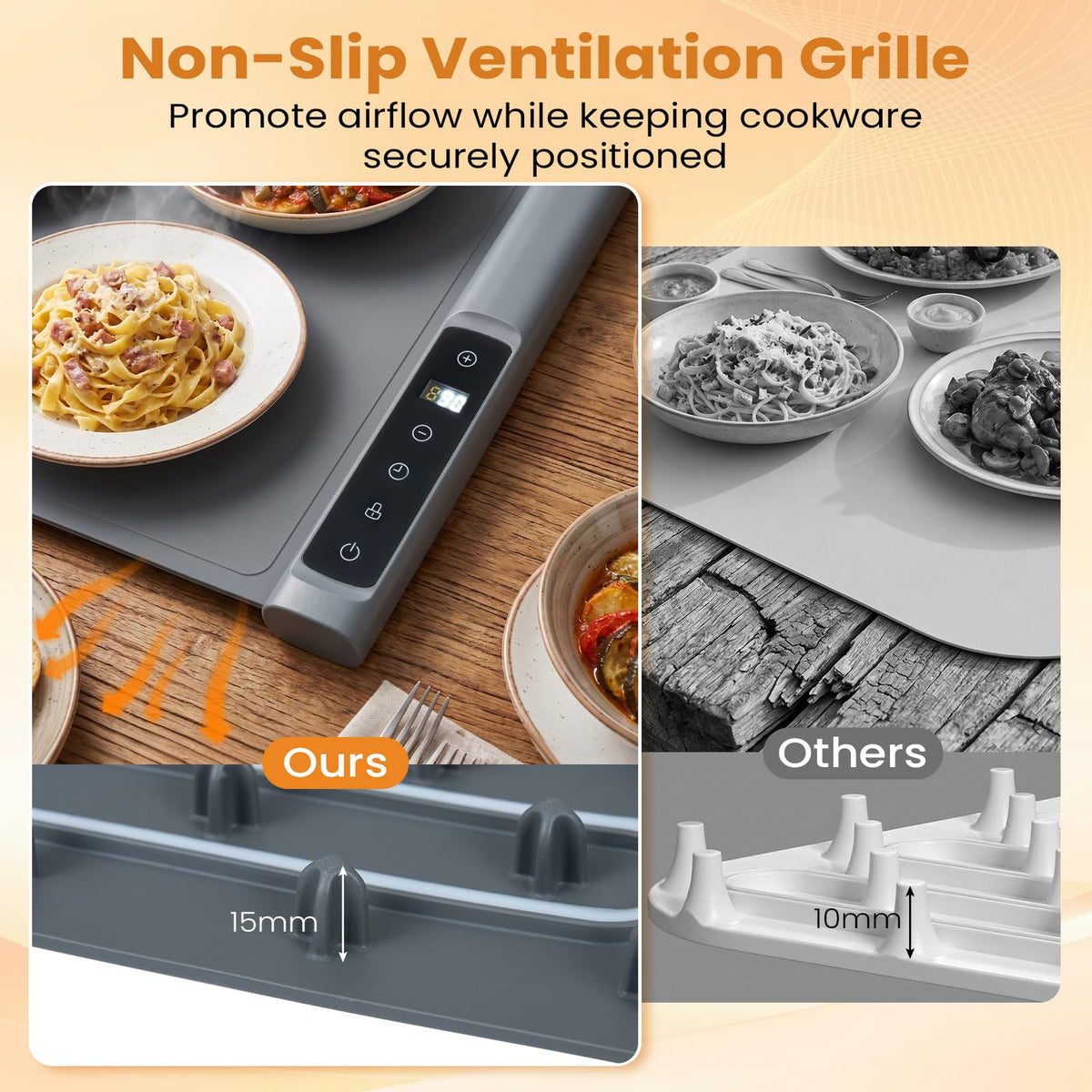 140 x 40.8 cm Food Warming Mat, 3-Panel Electric Warming Tray