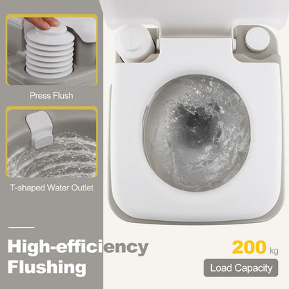 Portable Toilet with 20 L Waste Tank and Flush Pump