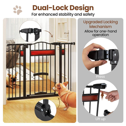 Extra Wide Walk Through Pet Gate with Small Door and 2 Extensions