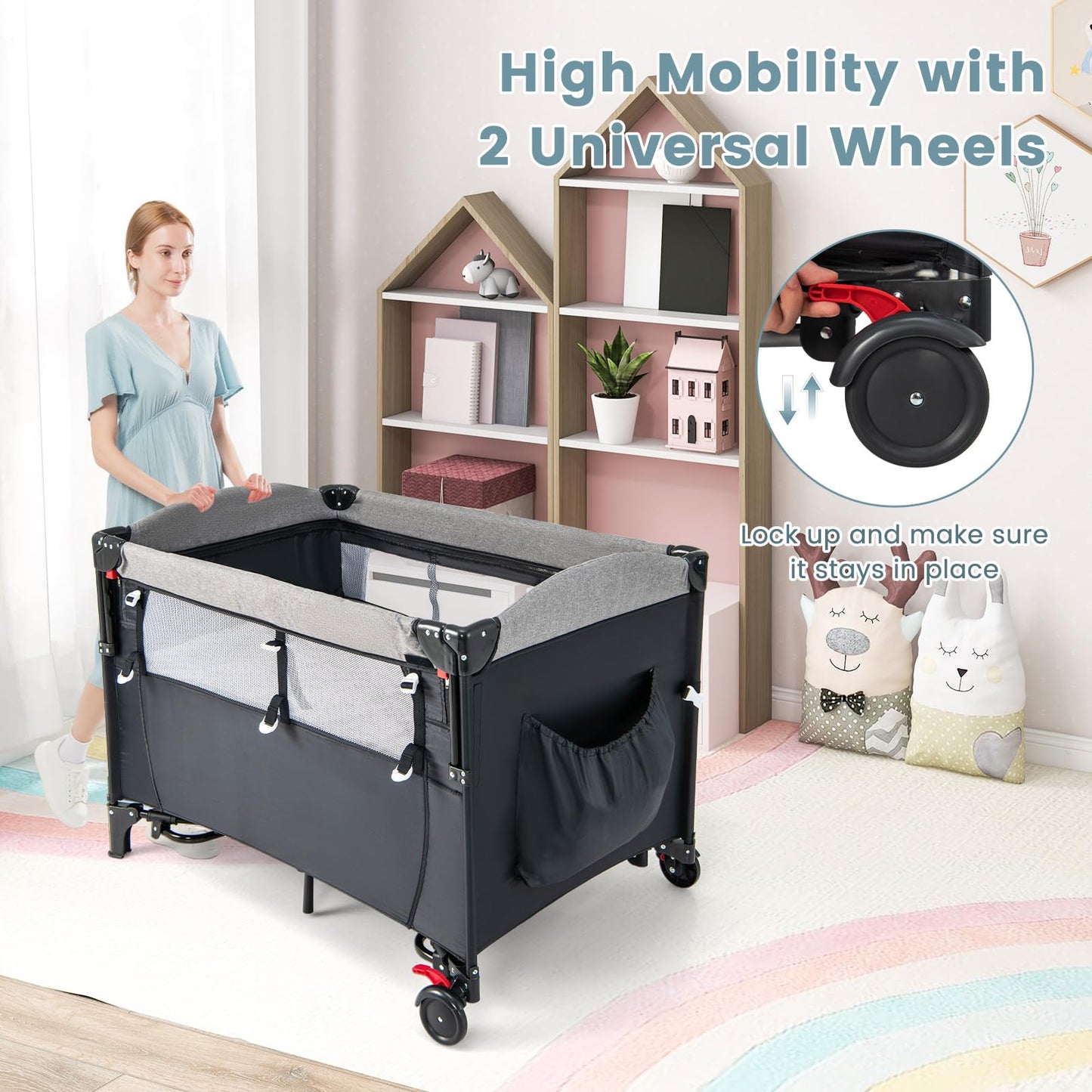Foldable Baby Bedside Sleeper with Bassinet