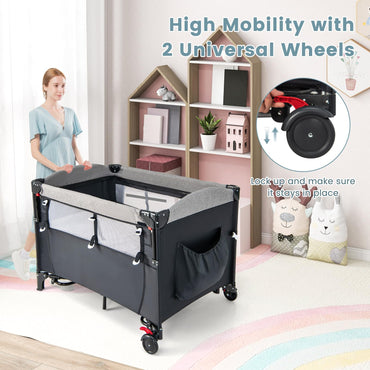 Foldable Baby Bedside Sleeper with Bassinet