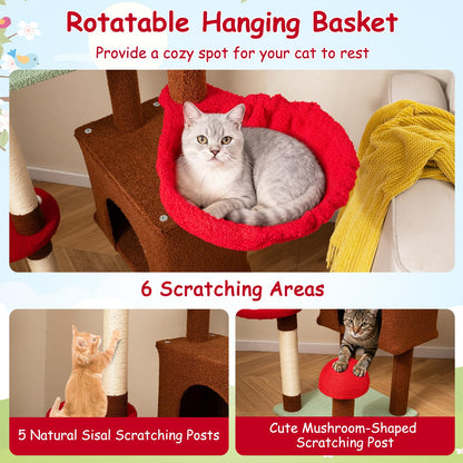 Floor to Ceiling Cat Tree, Tall Cat Tower with 202-224cm/238-265cm Adjustable Height