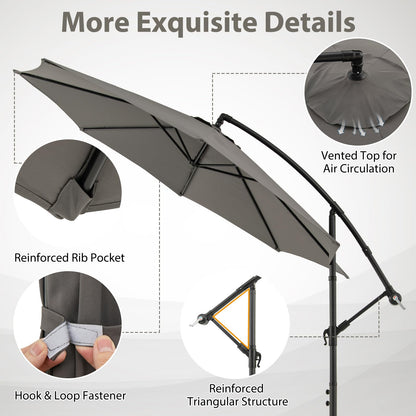 295 cm Patio Offset Umbrella with Easy Tilt Adjustment and Crossed Base