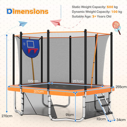 Rectangle Outdoor Trampoline 317 x 255 cm Backyard Trampoline