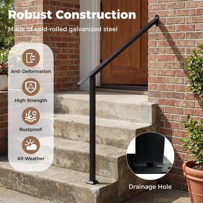 3 Step Heavy-Duty Adjustable Galvanized Steel Railing with Installation Kit for Concrete