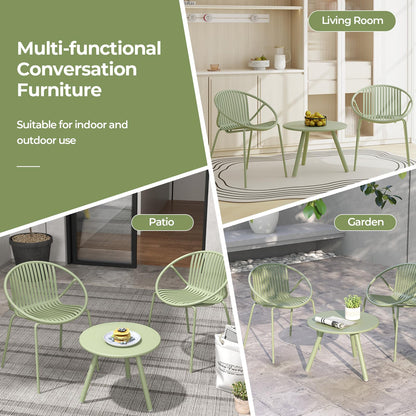 All Weather PP Patio Conversation 3 Pieces Bistro Set with Round Coffee table
