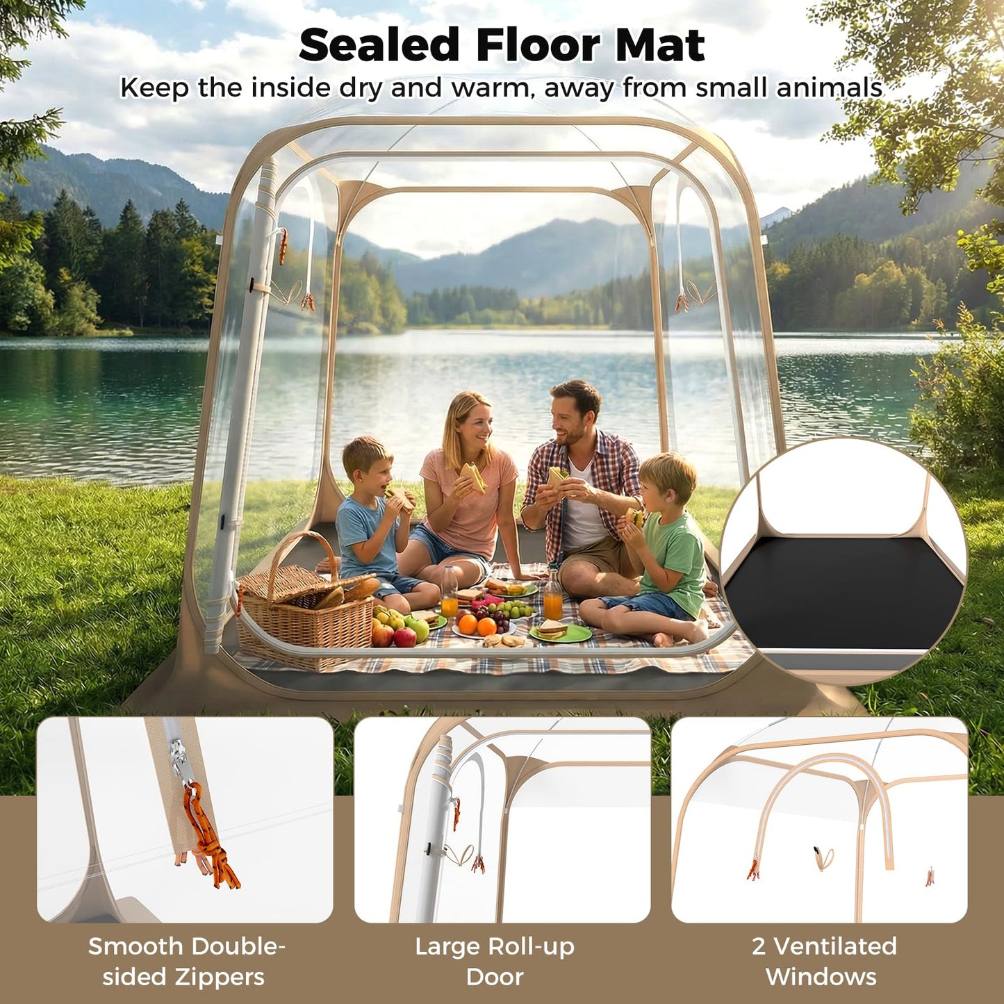 Pop up Bubble Tent, All Weather Sport Shelter Screen House with Carrying Bag