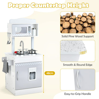 Double-Sided Kid's Play Kitchen Set with Stove and Sink