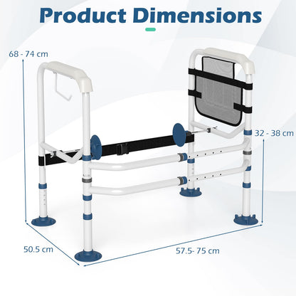Adjustable Height and Width Toilet Safety Rails with Non-Slip Grip and Suction Legs