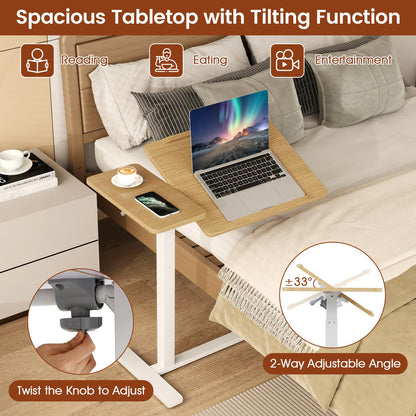 Mobile Over Bed Desk Height Adjustable Standing Laptop Cart with Tilting Tabletop