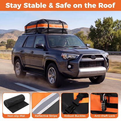 15/21 Cubic Feet Car Roof Bag, 100% Waterproof Roofing Cargo Carrier with Anti-Slip Mat