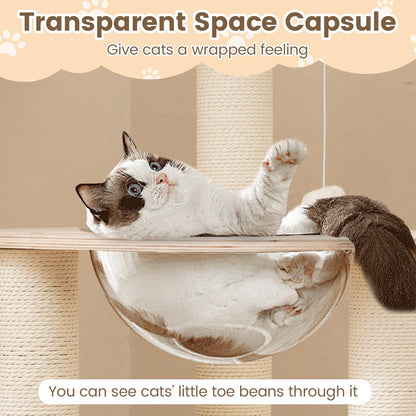 132cm Tall Wooden Cat Tree Solid Plywood Kitten Tower with Space Capsule