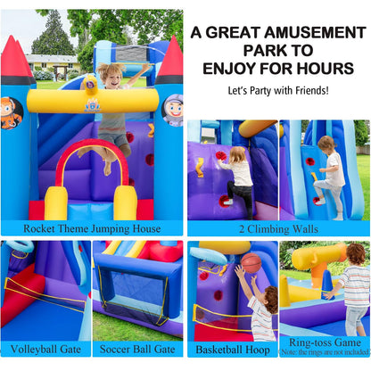 Rocket Theme Inflatable Water Slide Park with 2 Slides