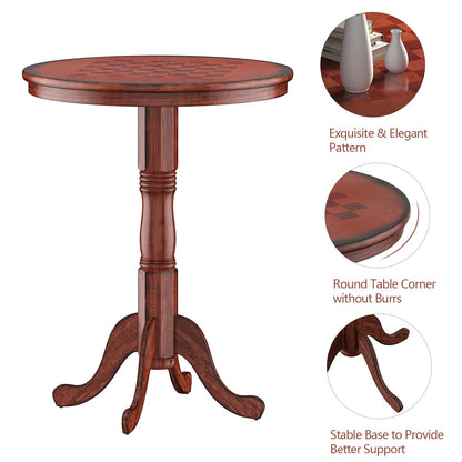 Wooden Pub Pedestal Dining Table with Stable Base and Spacious Tabletop